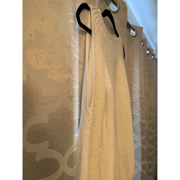 Fate Cream Color Cold Shoulder Sweater Open Back Soft Flirty High Neck Knit - Picture 2 of 4